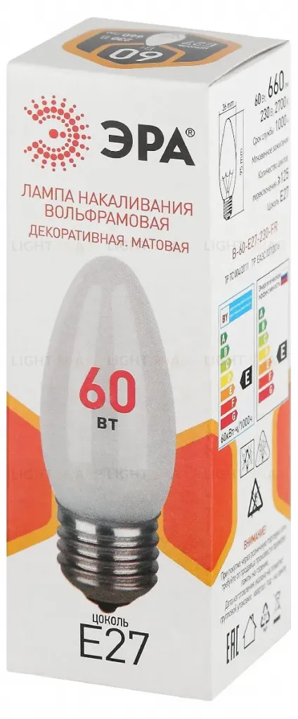 Лампа накаливания Эра B-60-E27-230-FR свечка Б0066409 Б0066409