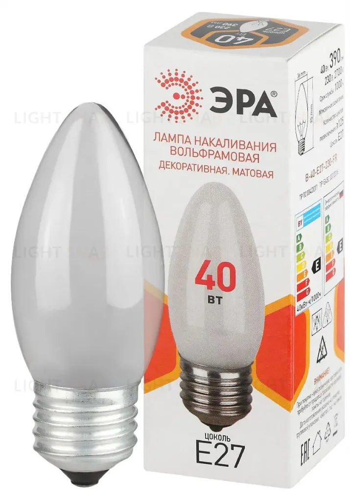Лампа накаливания Эра B-40-E27-230-FR свечка Б0066400 Б0066400