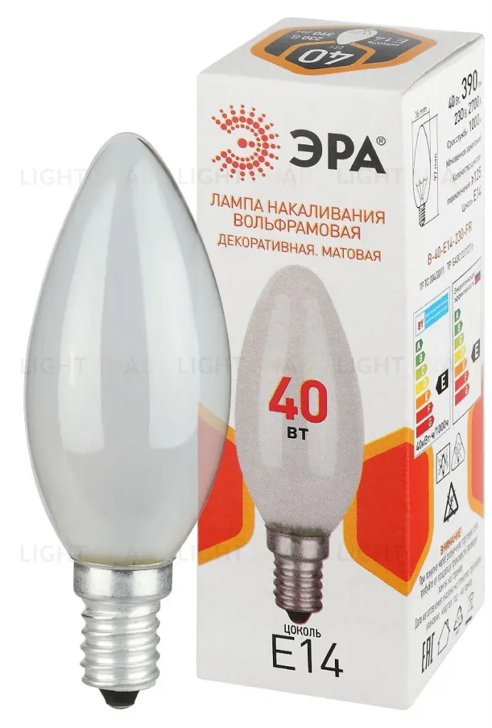 Лампа накаливания Эра B-40-E14-230-FR свечка Б0066378 Б0066378