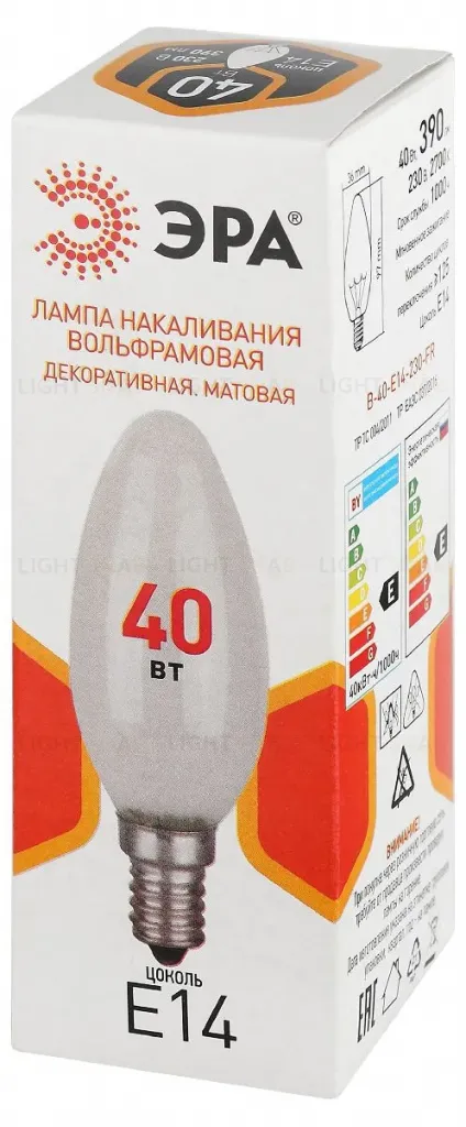 Лампа накаливания Эра B-40-E14-230-FR свечка Б0066378 Б0066378