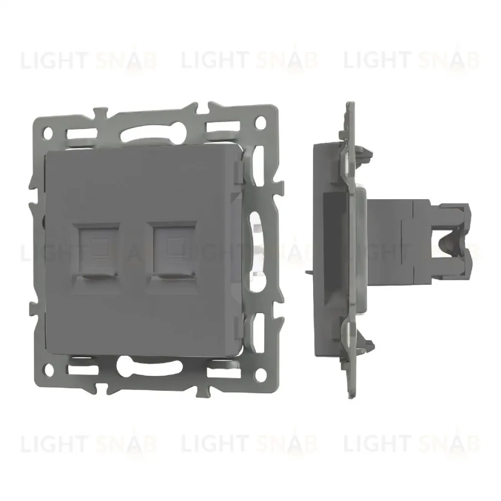Механизм компьютерной розетки двойной Arlight SCT-MPC2-PL-GR (RJ-45, CAT6) 045338 045338