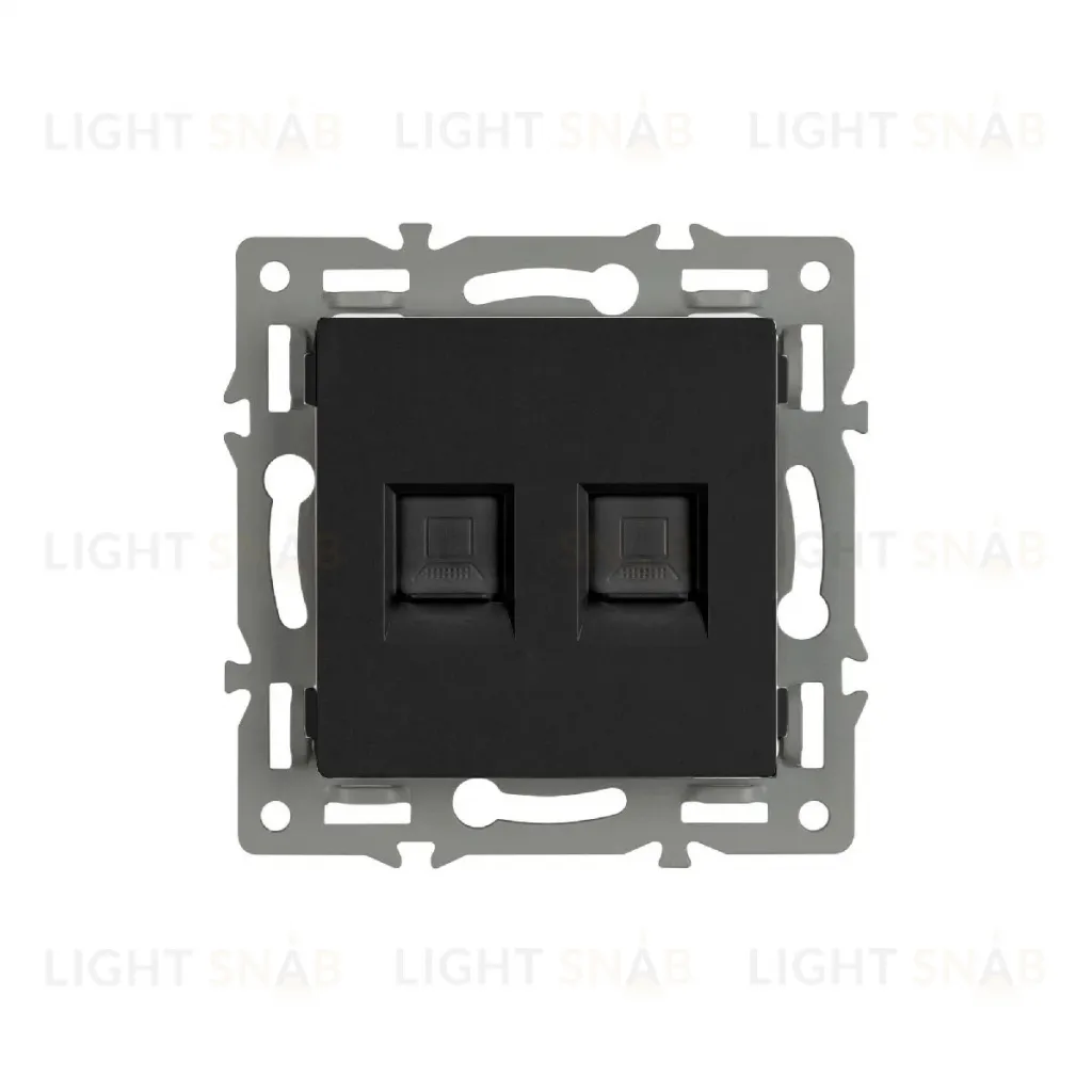 Механизм компьютерной розетки двойной Arlight SCT-MPC2-PL-BK (RJ-45, CAT6) 045337 045337