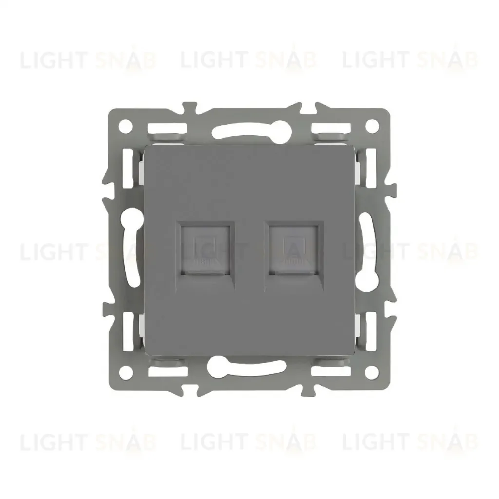 Механизм компьютерной розетки двойной Arlight SCT-MPC2-PL-GR (RJ-45, CAT6) 045338 045338