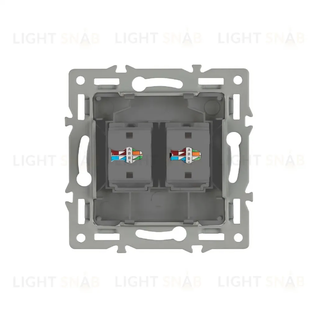 Механизм компьютерной розетки двойной Arlight SCT-MPC2-PL-GR (RJ-45, CAT6) 045338 045338