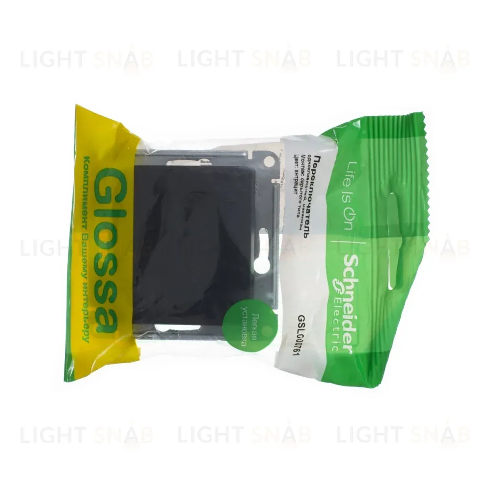Переключатель 1-клавишный, сх.6, 10АХ Systeme Electric Glossa Антрацит GSL000761 GSL000761
