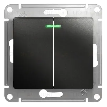 Выключатель 2-клавишный с подсветкой сх.5а, 10АХ Systeme Electric Glossa Антрацит GSL000753 GSL000753