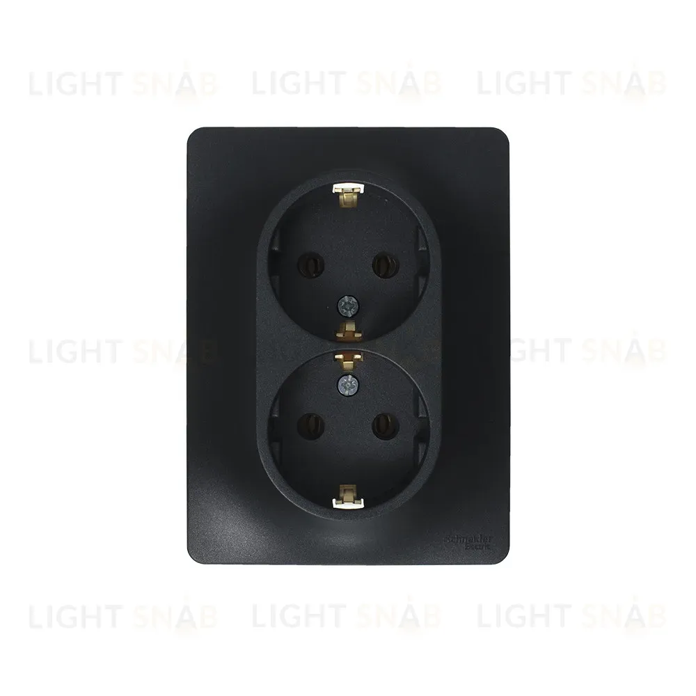 Розетка 2-ая с/з, 16А (в сборе) Systeme Electric Glossa Антрацит GSL000724 GSL000724