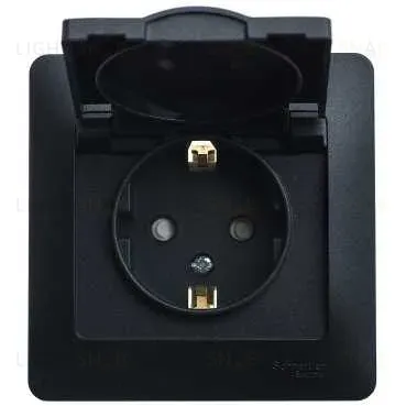 Розетка с/з со шторками с крышкой, 16А Systeme Electric Glossa Антрацит GSL000746 GSL000746