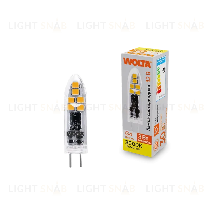 Светодиодная лампа WOLTA 3Вт 3000K G4 матовая WSTD-JC-12V3W3KG4-P WSTD-JC-12V3W3KG4-P