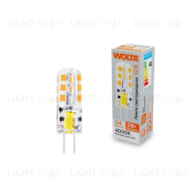 Светодиодная лампа WOLTA 3Вт 4000K G4 матовая WSTD-JC-12V3W4KG4-S WSTD-JC-12V3W4KG4-S