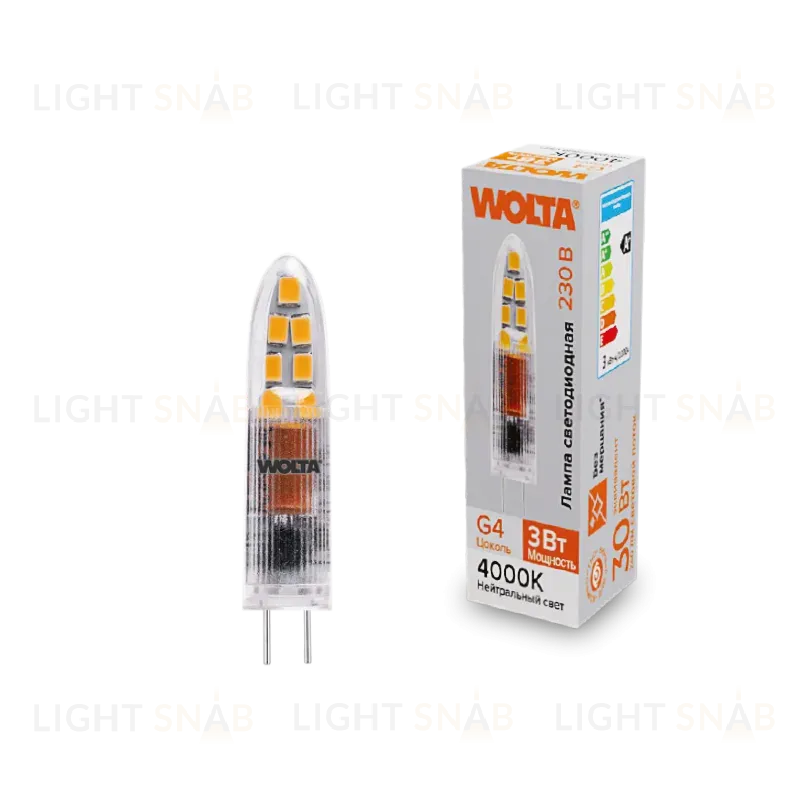 Светодиодная лампа WOLTA 3Вт 4000K G4 матовая WSTD-JC-220V3W4KG4-P WSTD-JC-220V3W4KG4-P