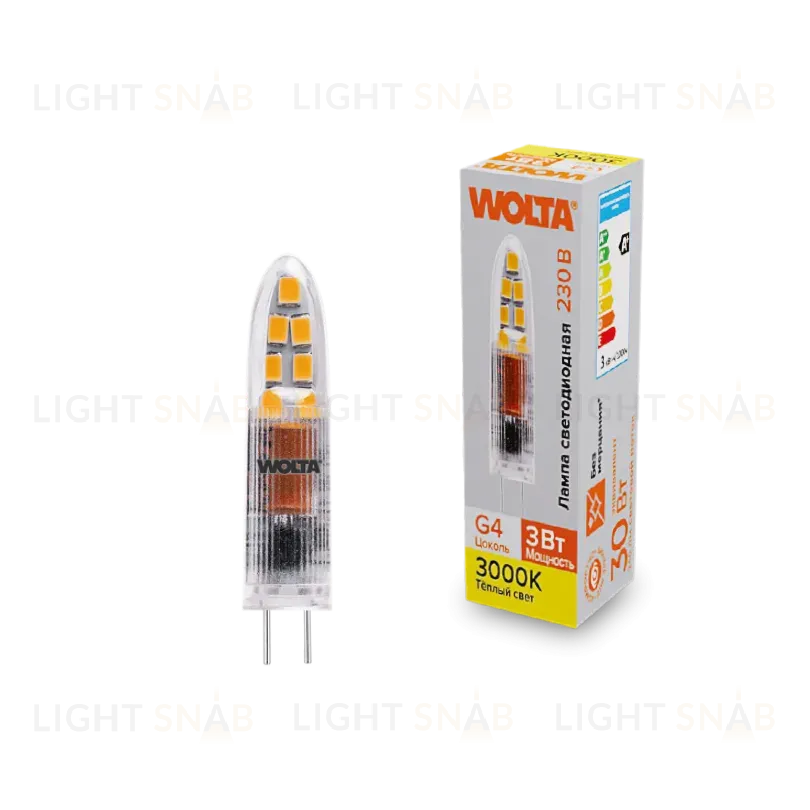 Светодиодная лампа WOLTA 3Вт 3000K G4 матовая WSTD-JC-220V3W3KG4-P WSTD-JC-220V3W3KG4-P