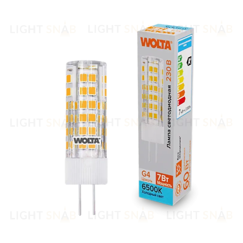 Светодиодная лампа WOLTA 7Вт 6500K G4 кукуруза матовая WSTD-JC-220V7W6KG4-C WSTD-JC-220V7W6KG4-C