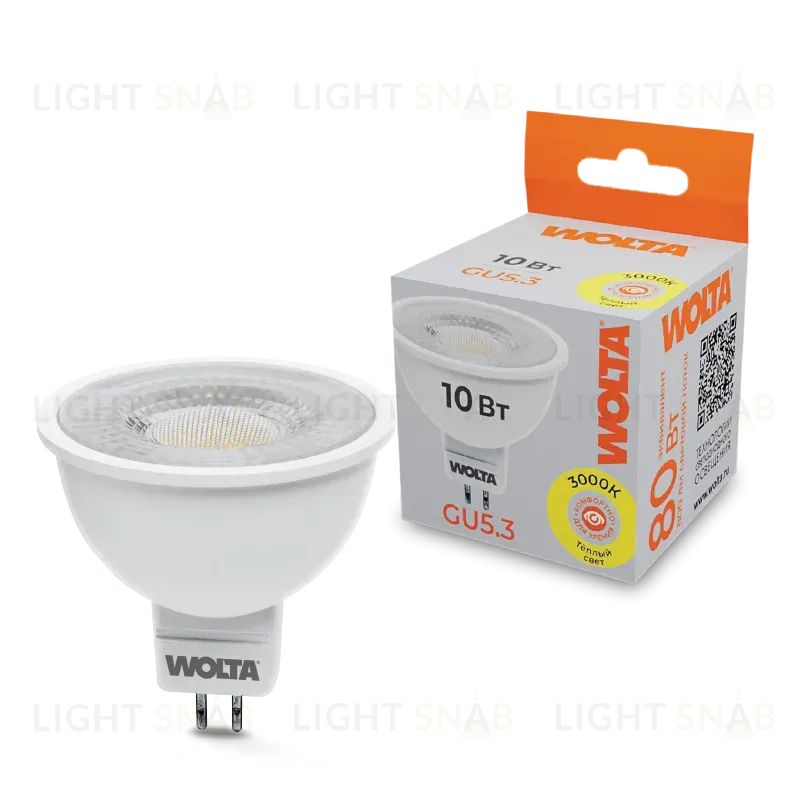 Светодиодная лампа WOLTA 10Вт 3000K GU5.3 матовая WSTD-MR16-220V10W3KGU5.3-L WSTD-MR16-220V10W3KGU5.3-L