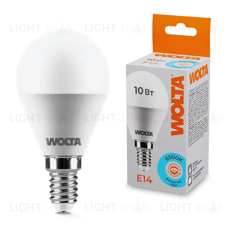 Светодиодная лампа WOLTA 10Вт 6500K E14 груша матовая 25W45GL10E14 25W45GL10E14