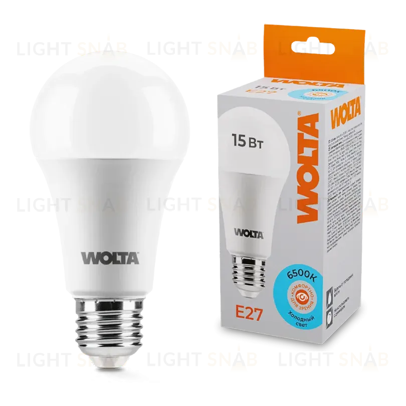 Светодиодная лампа WOLTA 15Вт 6500К E27 груша матовая 25W60BL15E27 25W60BL15E27