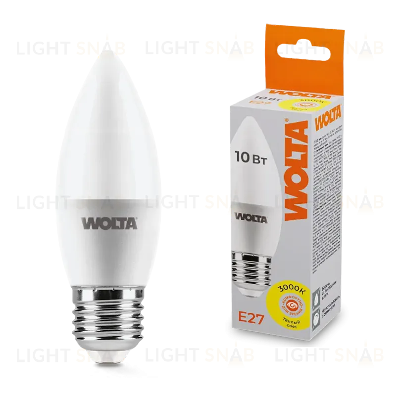 Светодиодная лампа WOLTA 10Вт 3000K E27 свеча матовая 25YC10E27 25YC10E27