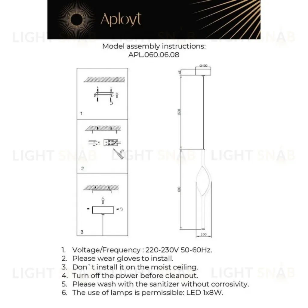 Подвесной светильник Aployt Krysia APL.060.06.08 APL.060.06.08