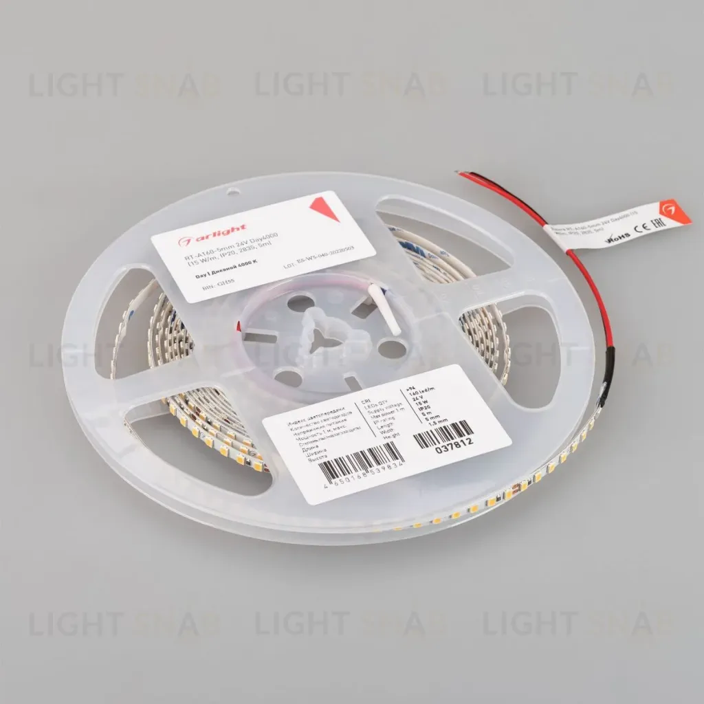 Светодиодная лента Arlight RT-A160-5mm 24V Day4000 (15 W/m, IP20, 5m) 037812(1) 037812(1)