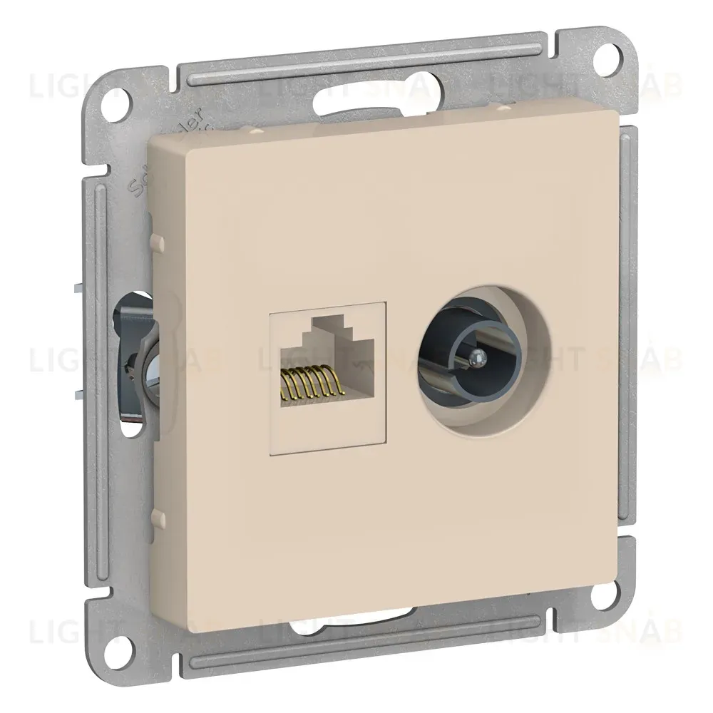 Розетка компьютерная двойная RJ45+TV Systeme Electric AtlasDesign Беж ATN000289 ATN000289