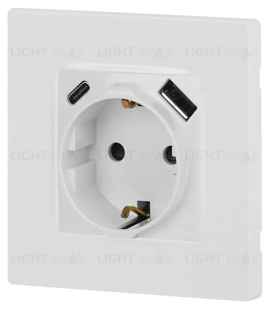 Розетка со шторками с USB type-A+C Эра 12-4108-01 Б0067752 Б0067752
