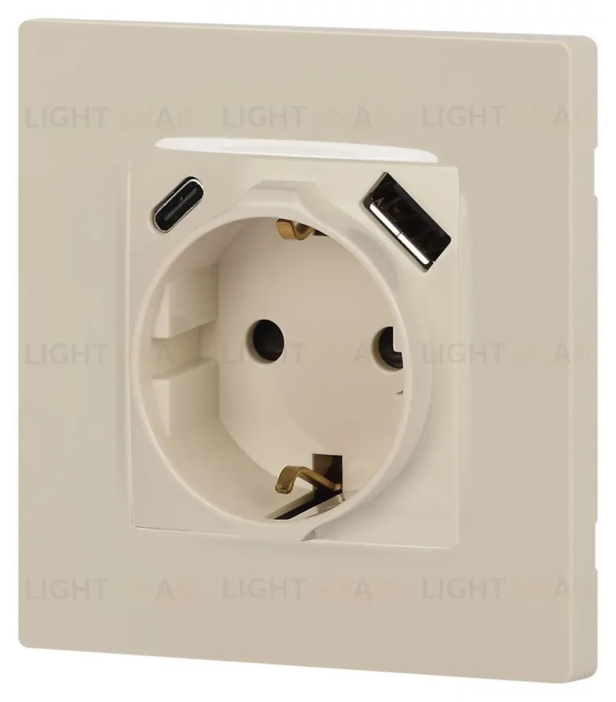 Розетка со шторками с USB type-A+C Эра 12-4108-02 Б0067731 Б0067731