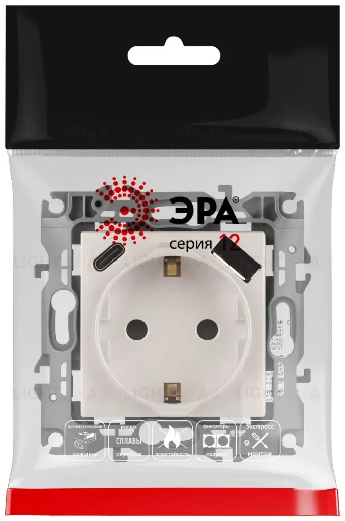 Розетка со шторками с USB type-A+C Эра 12-4108-15 Б0067767 Б0067767