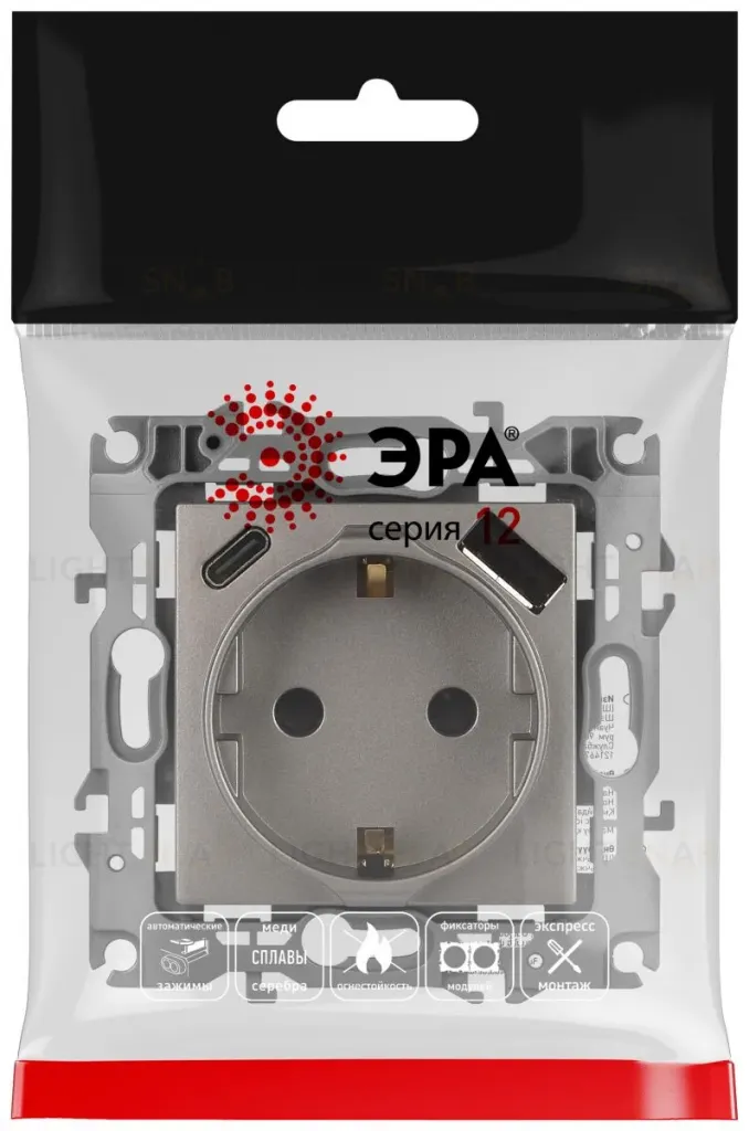 Розетка со шторками с USB type-A+C Эра 12-4108-16 Б0067762 Б0067762