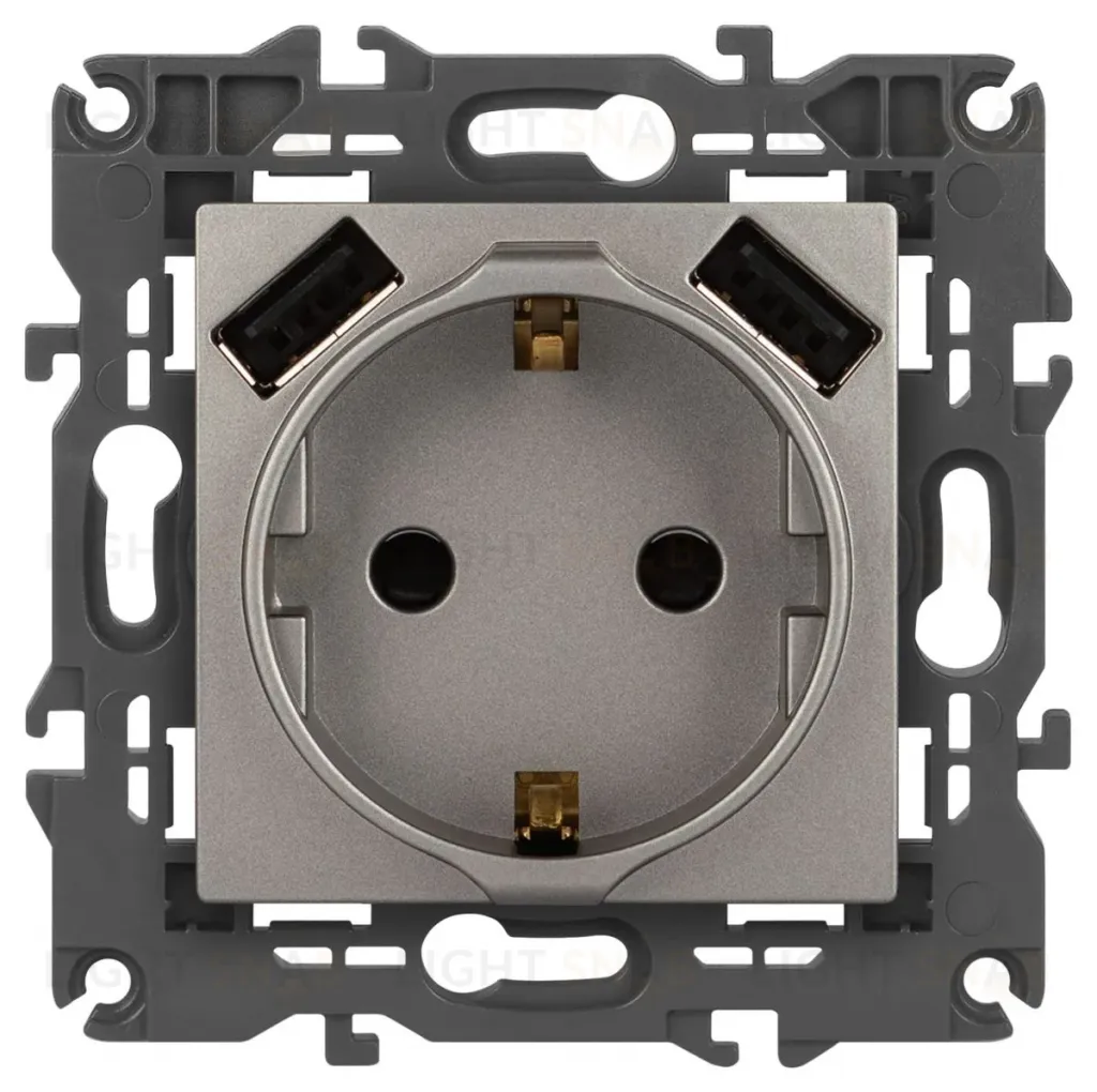 Розетка со шторками с 2xUSB Эра Elegance 14-4109-16 Б0065775 Б0065775