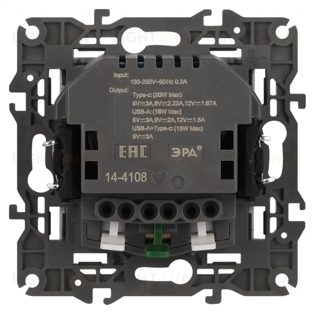 Розетка со шторками с USB type-A+C Эра Elegance 14-4108-01 Б0067736 Б0067736