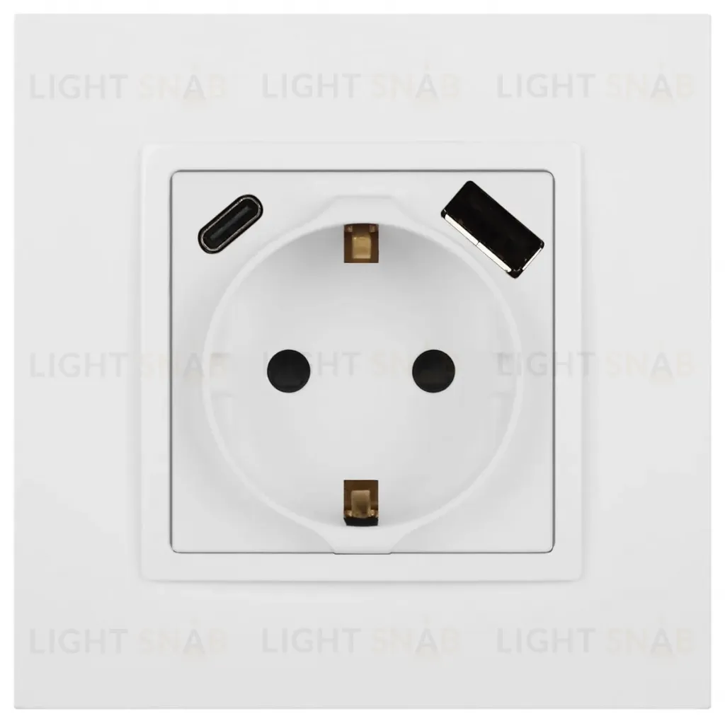 Розетка со шторками с USB type-A+C Эра Elegance 14-4108-01М Б0067710 Б0067710