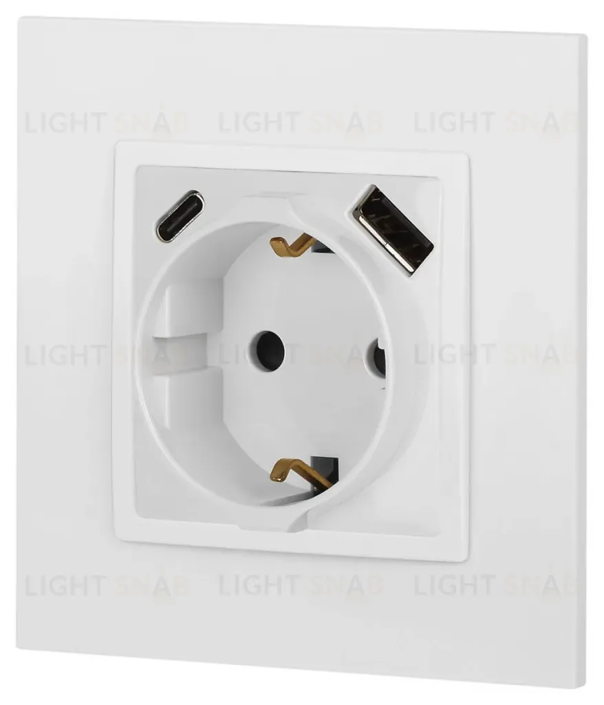 Розетка со шторками с USB type-A+C Эра Elegance 14-4108-01 Б0067736 Б0067736