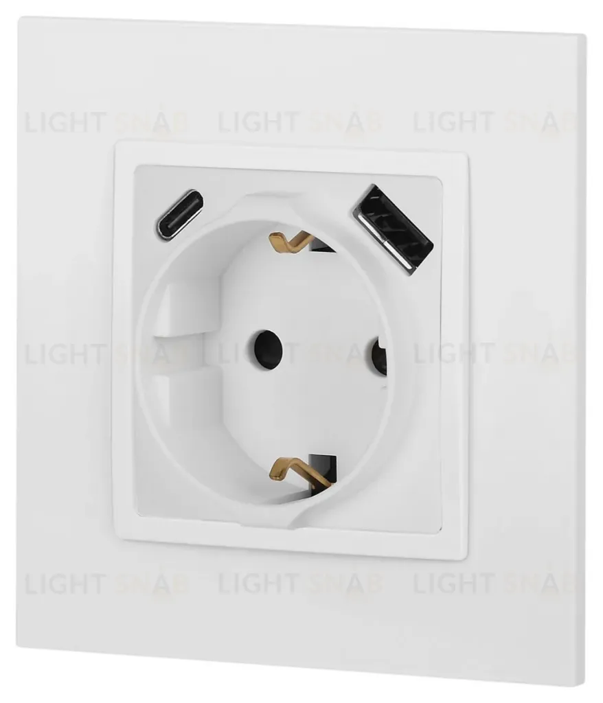 Розетка со шторками с USB type-A+C Эра Elegance 14-4108-01М Б0067710 Б0067710