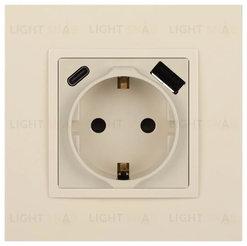 Розетка со шторками с USB type-A+C Эра Elegance 14-4108-02 Б0067725 Б0067725