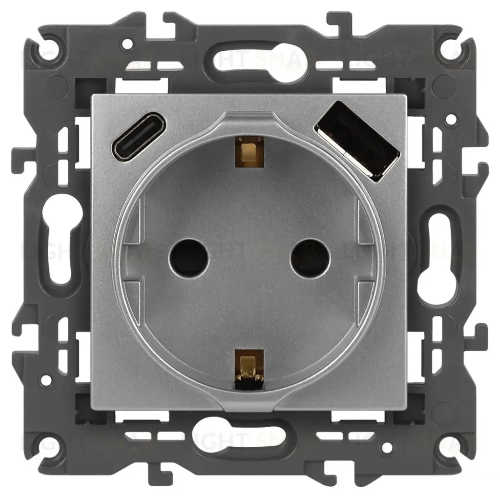 Розетка со шторками с USB type-A+C Эра Elegance 14-4108-03 Б0067741 Б0067741