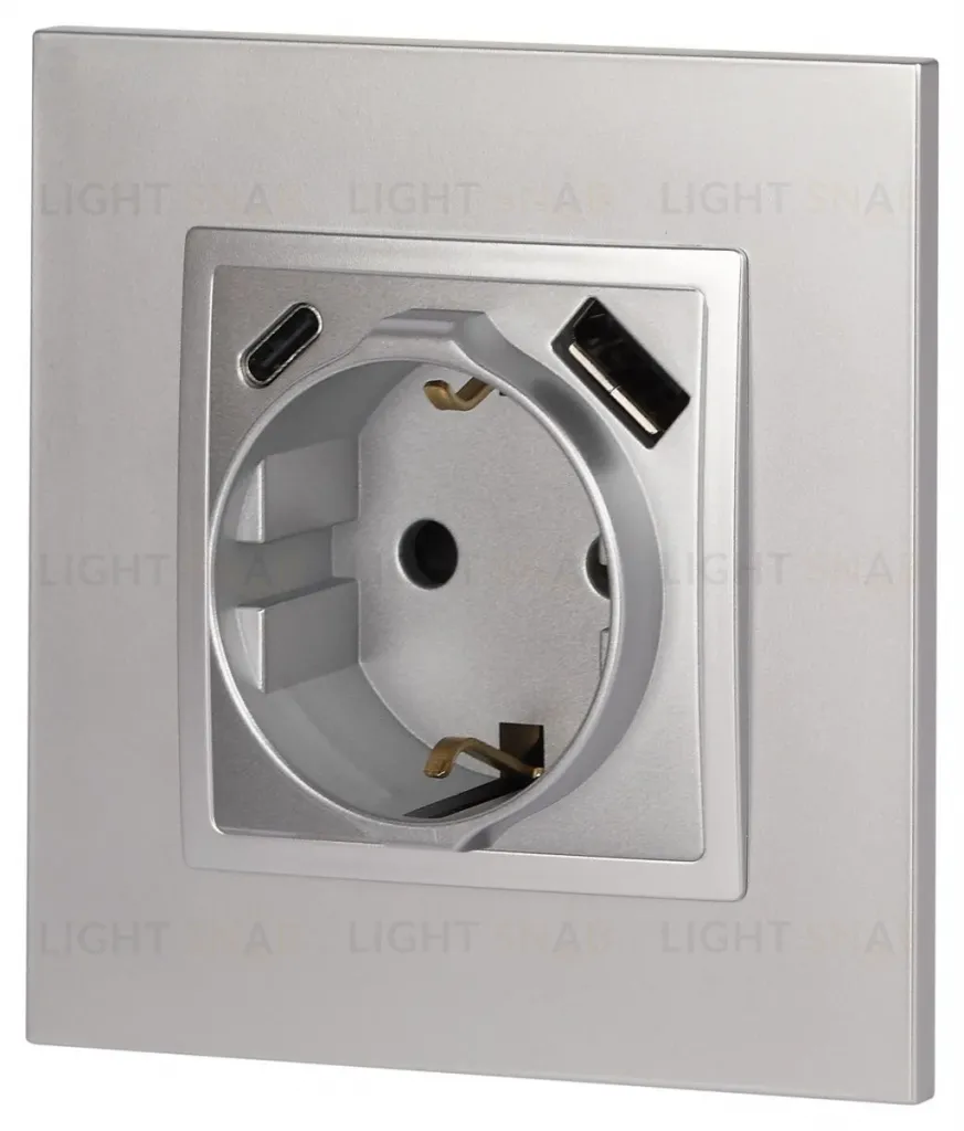 Розетка со шторками с USB type-A+C Эра Elegance 14-4108-03 Б0067741 Б0067741