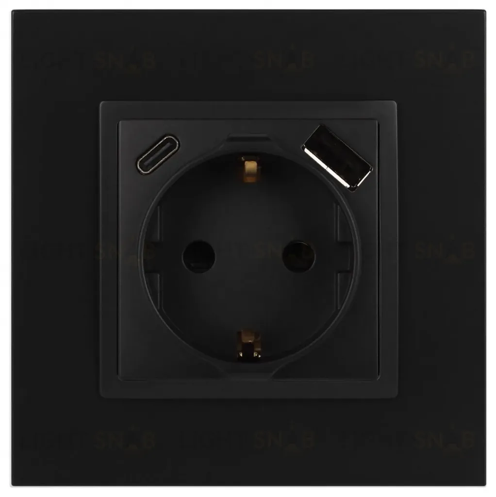 Розетка со шторками с USB type-A+C Эра Elegance 14-4108-05 Б0067724 Б0067724