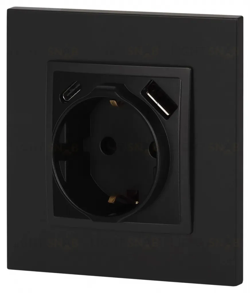 Розетка со шторками с USB type-A+C Эра Elegance 14-4108-05 Б0067724 Б0067724