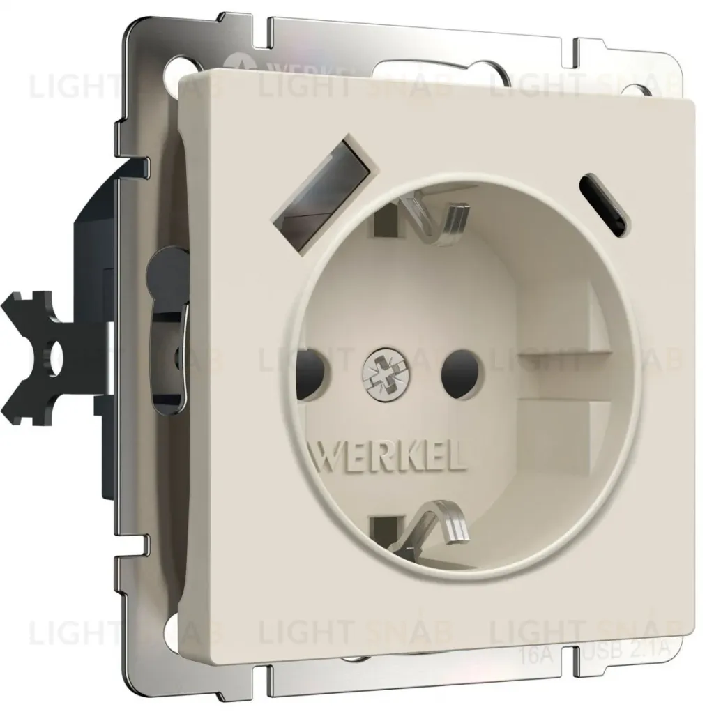 Розетка с/з со шторками и USB тип A+C Werkel W1171762 4690389213274 a069611 4690389213274