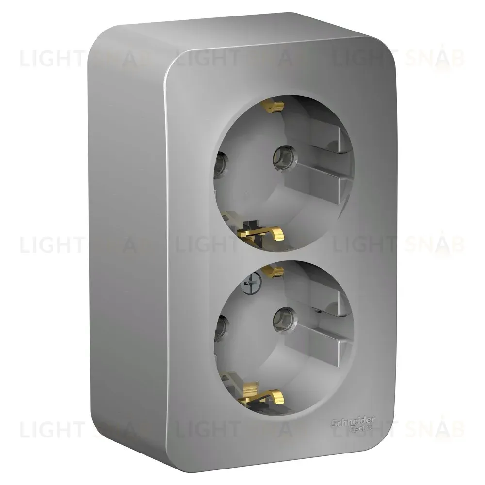 Розетка 2-ая с/з без шторок 16А, 250В, изолир. Пластина Systeme Electric Blanca наруж Алюминий BLNRA010213 BLNRA010213