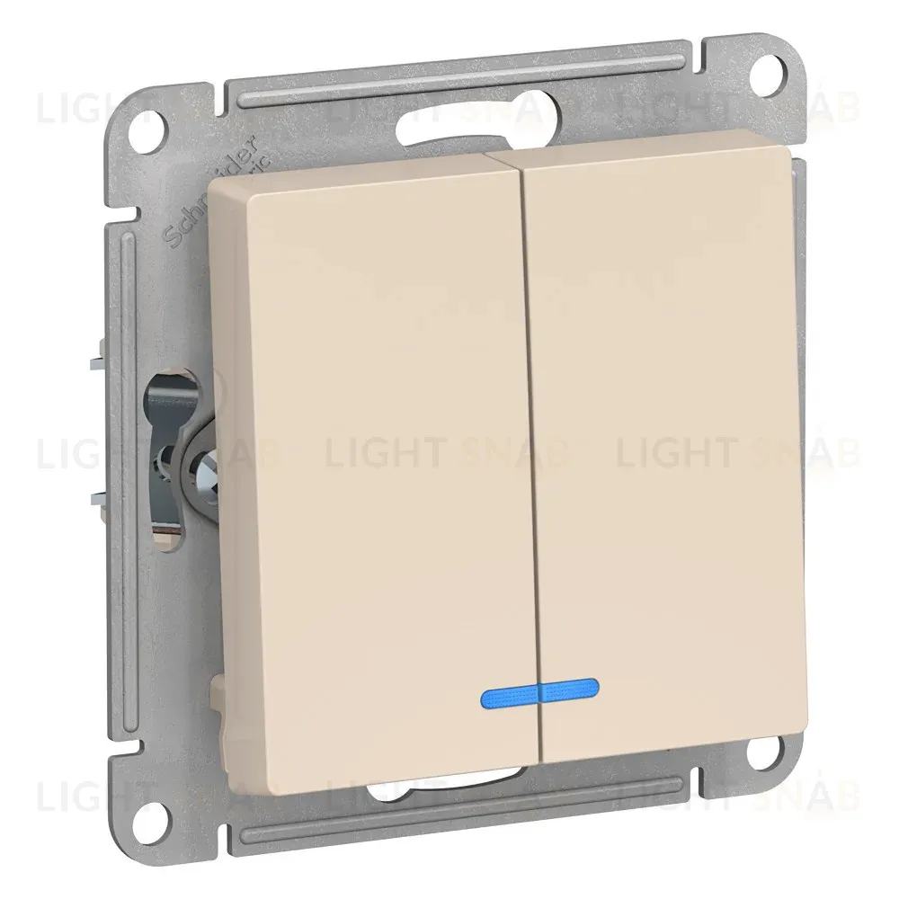 Выключатель 2-клавишный с подсветкой, сх.5а, 10АХ Systeme Electric AtlasDesign ATN000253 ATN000253