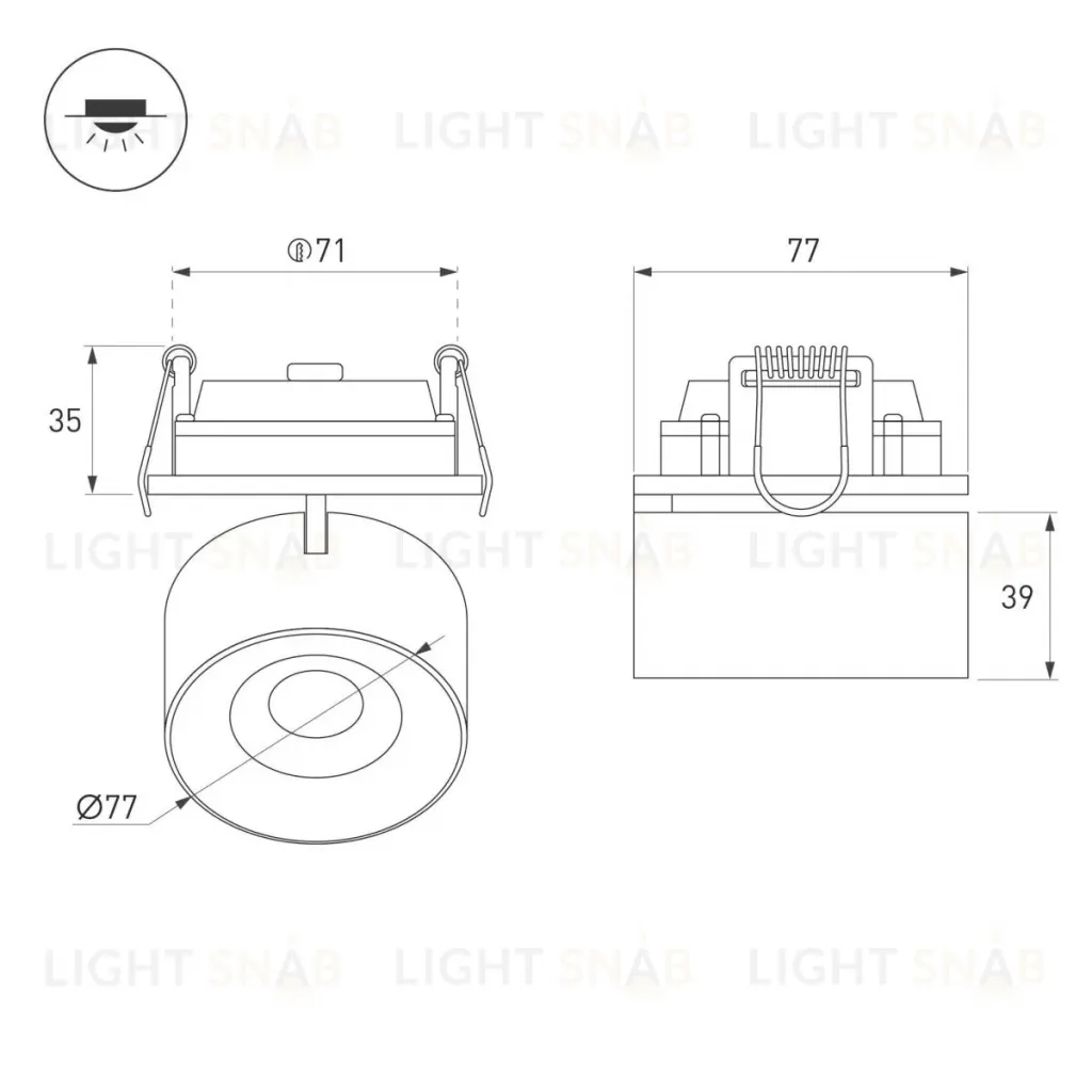 Встраиваемый спот Arlight SP-PLURIO-BUILT-R77-9W Warm3000 037999 037999