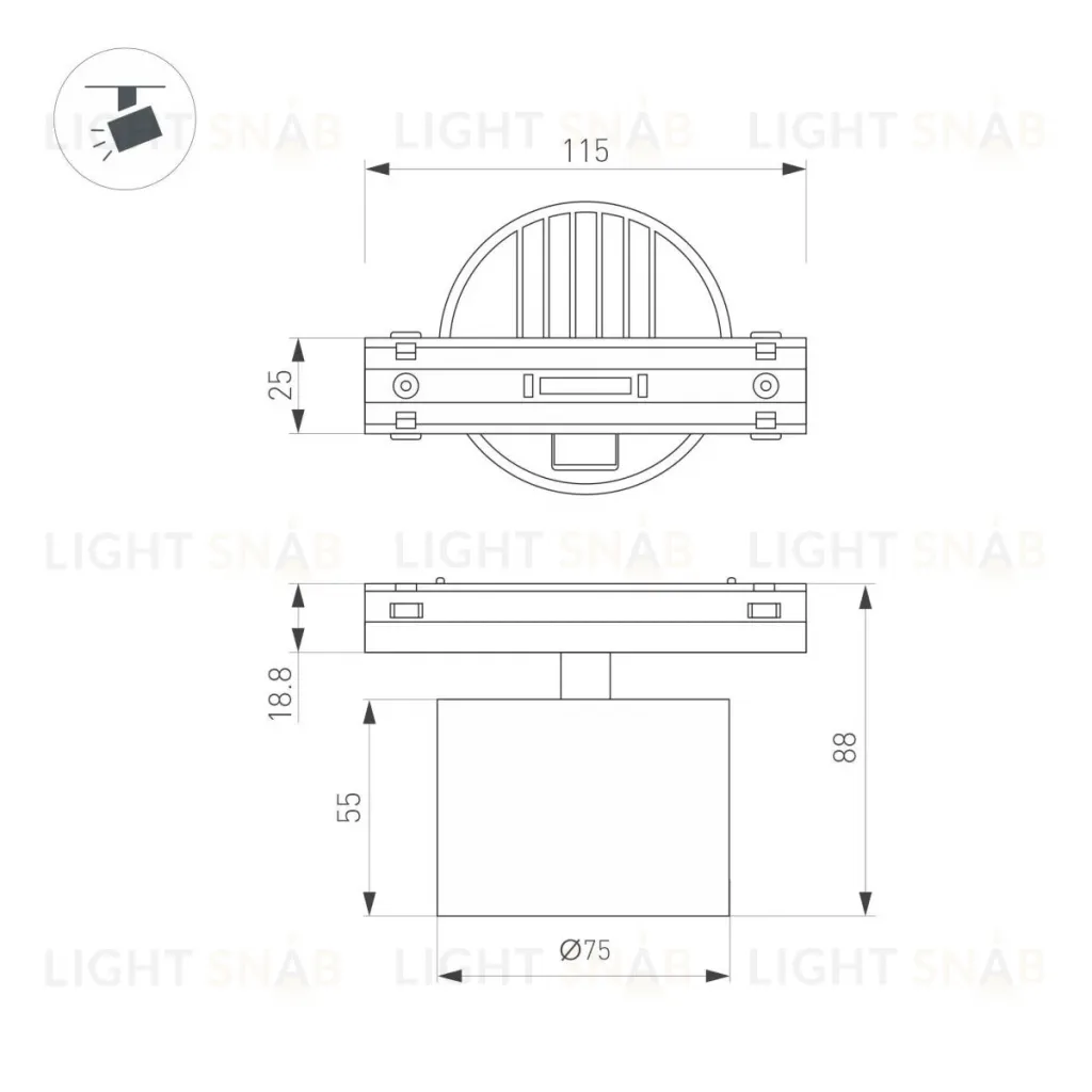 Трековый магнитный светильник Arlight MAG-VIBE-POINT-R75-10W Day4000-MIX 045001 045001