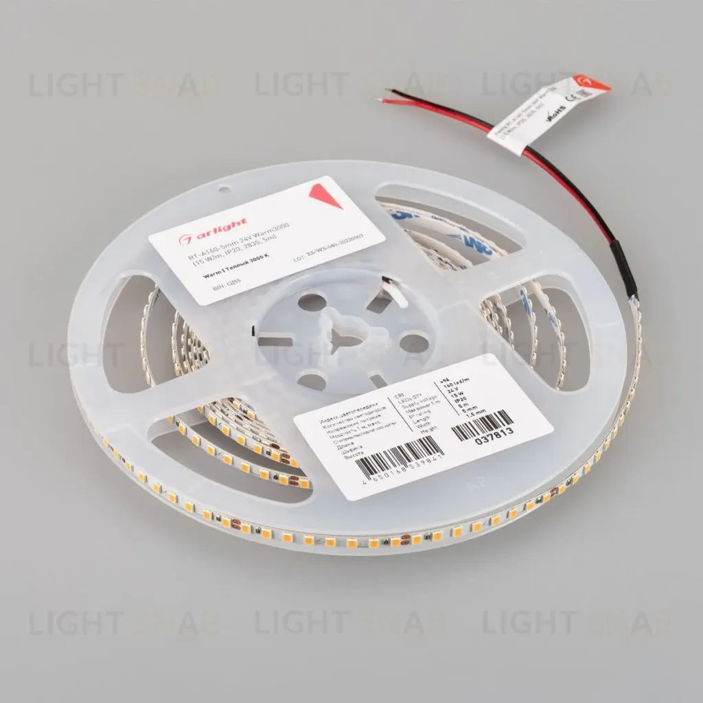 Светодиодная лента Arlight RT-A160-5mm 24V Warm3000 (15 W/m, IP20, 5m) 037813(1) 037813(1)