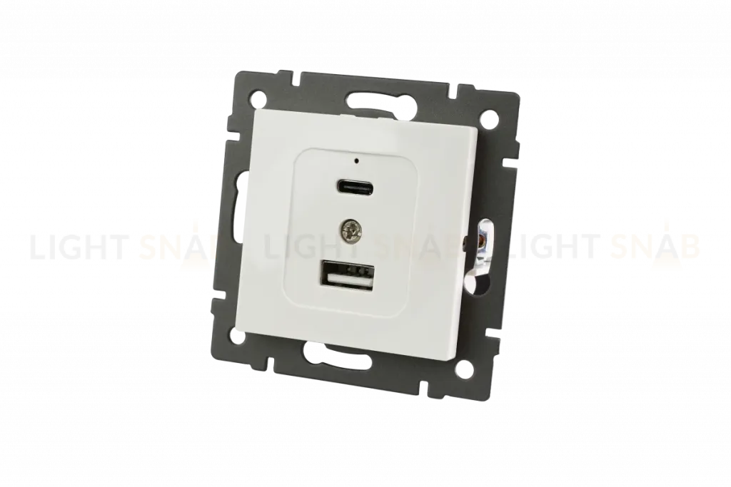 Механизм USB розетки Arlight SCT-MUAC-PL-WH-V (5V, 3A, QC4) 049839 049839
