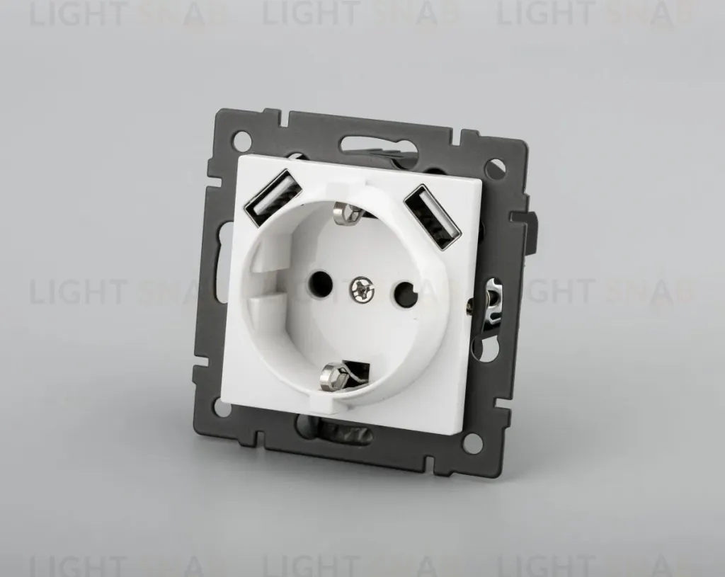 Механизм розетки с USB зарядкой Arlight SCT-MUAA-PL-WH-V (250V, 16A) 049818 049818