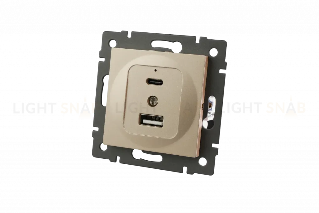 Механизм USB розетки Arlight SCT-MUAC-PL-GD-V (5V, 3A, QC4) 049841 049841