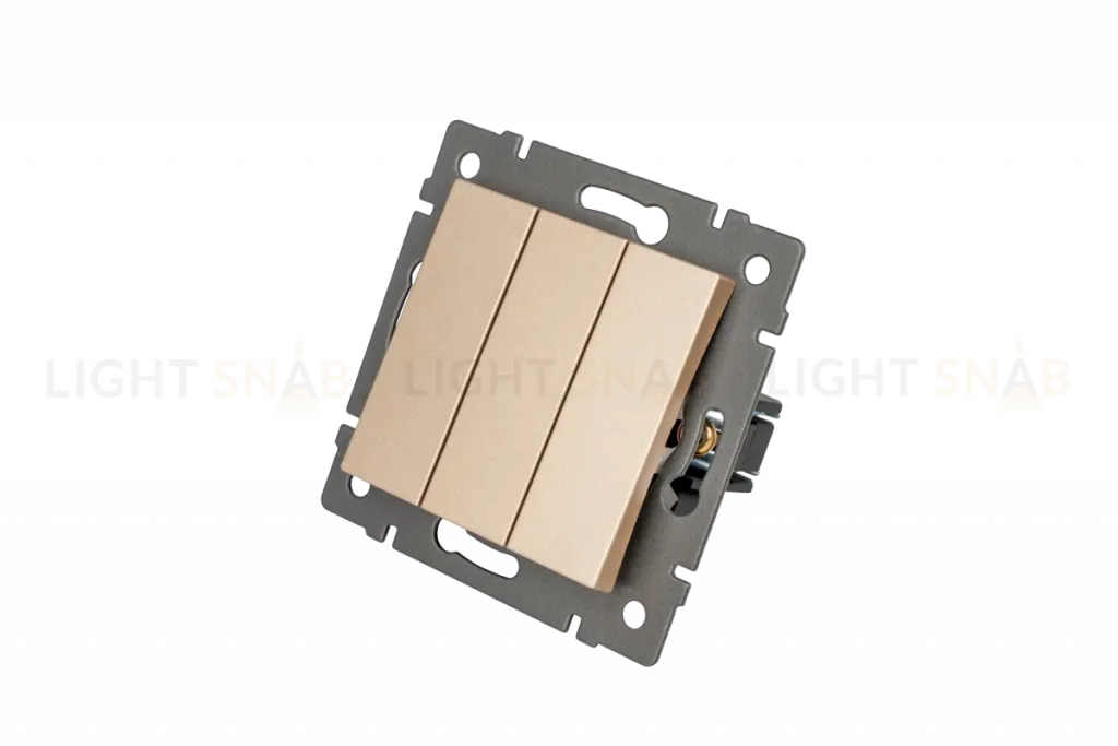 Механизм выключателя трехклавишный непроходной Arlight SWT-MK03-PL-GD-V (250V, 10A) 049899 049899
