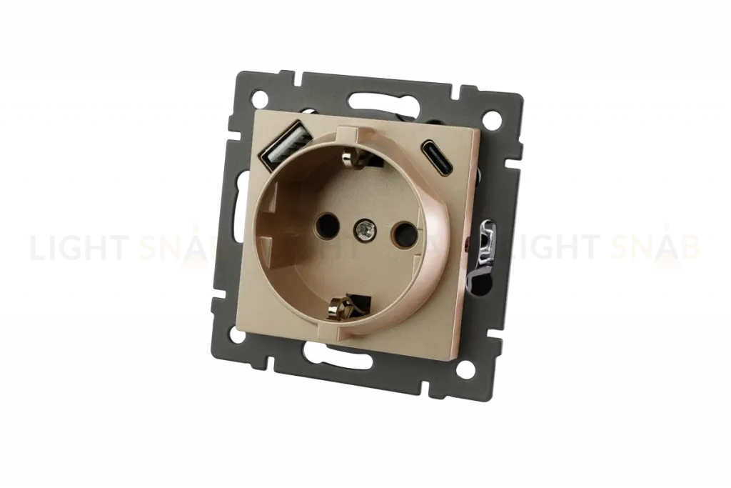 Механизм розетки с USB зарядкой Arlight SCT-MUAC-PL-GD-V (250V, 16A) 049832 049832