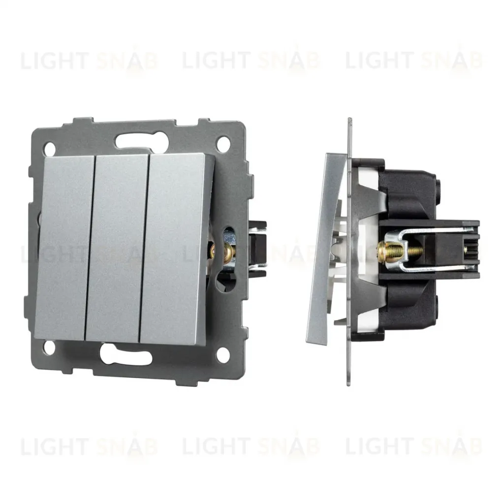 Механизм выключателя трехклавишный непроходной Arlight SWT-MK03-PL-GR-V (250V, 10A) 049898 049898